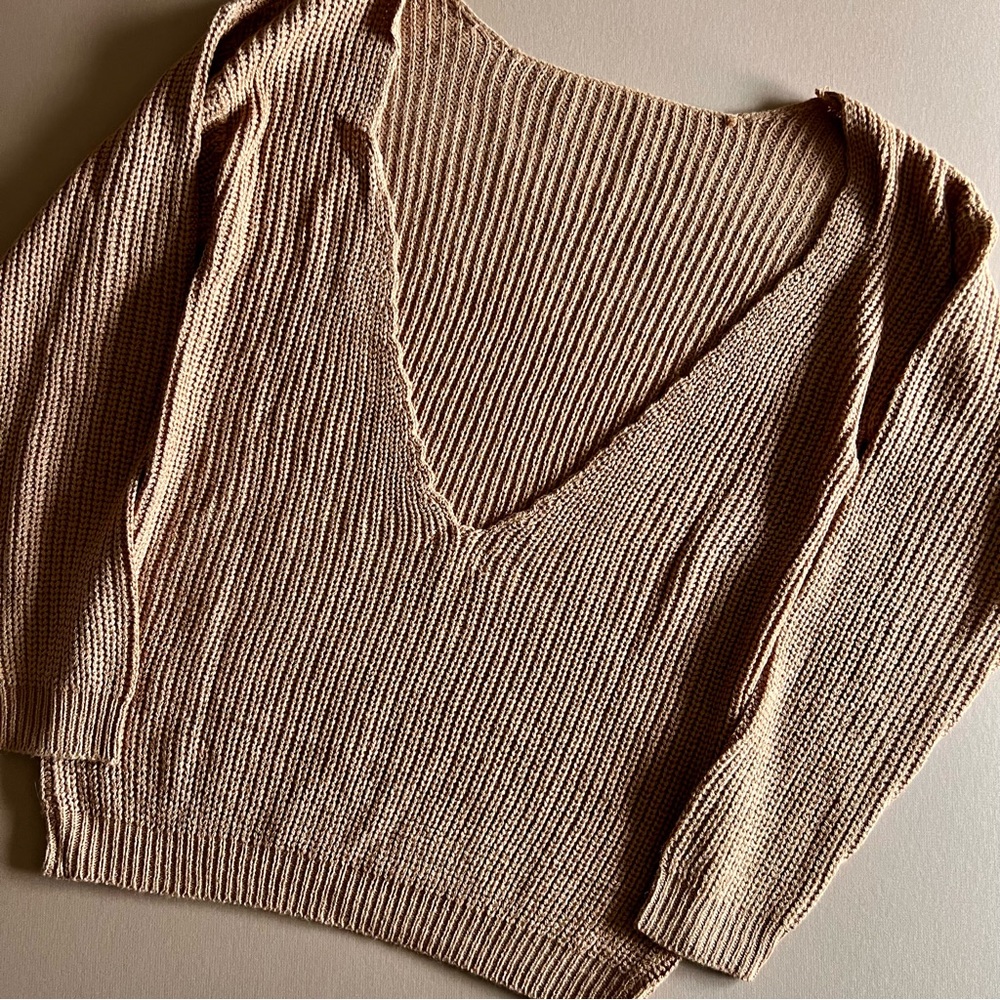 Nasty Gal Camel Backless Knit Sweater - Picture 9 of 13